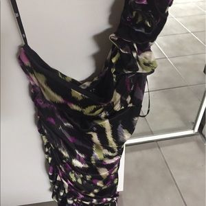 One shoulder multi colored dress