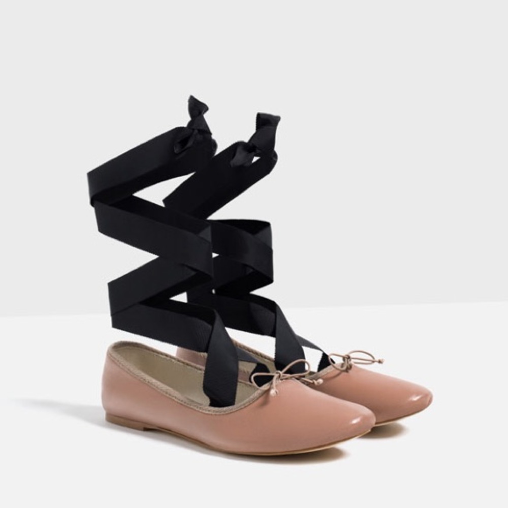 Zara lace up ballet flats