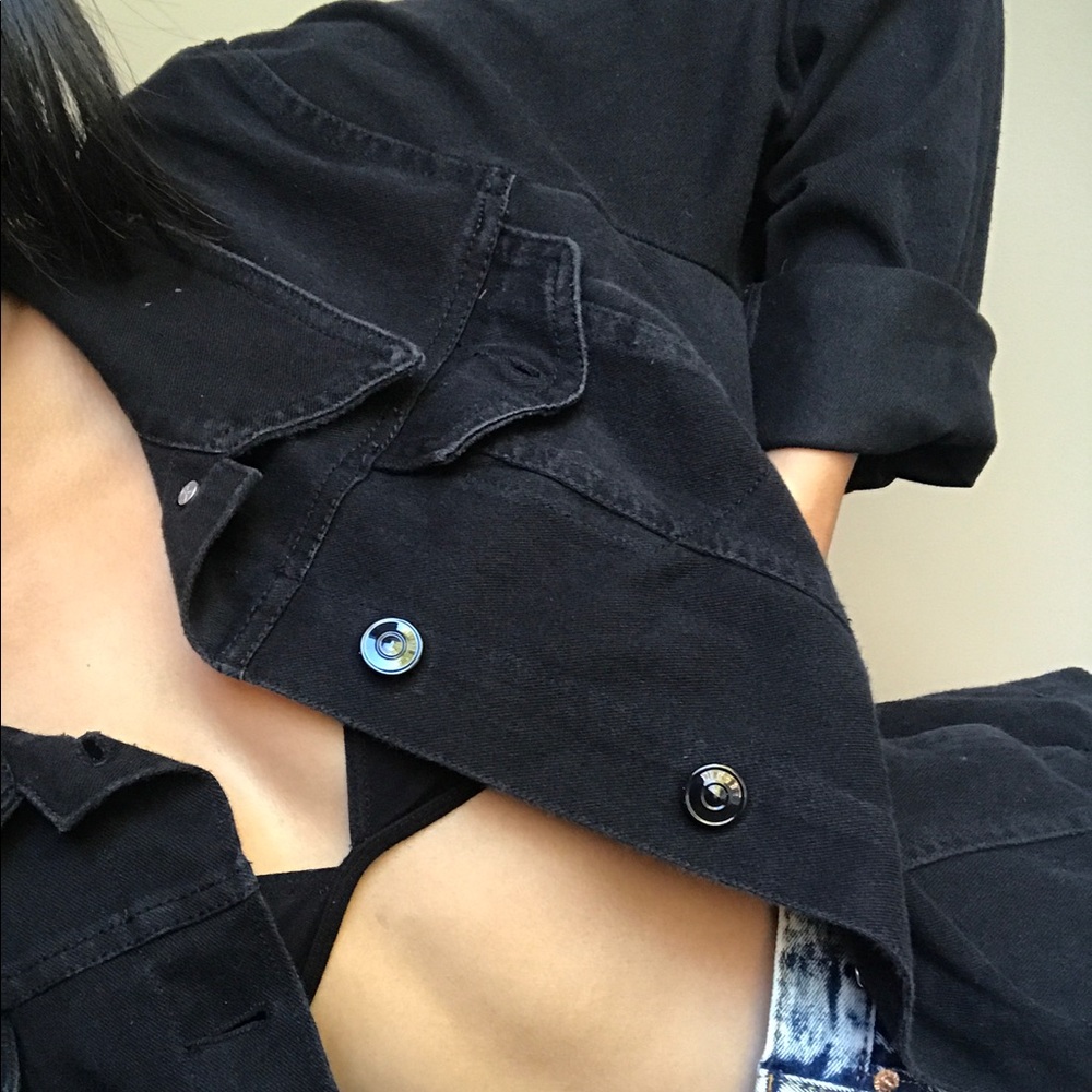 🔥 VINTAGE black denim jacket