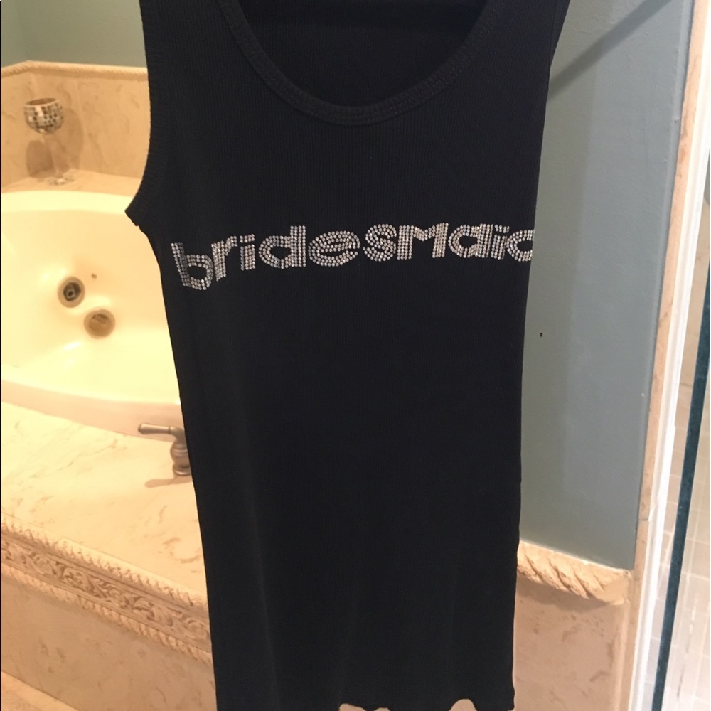 Black "bridesmaid" rhinestone tank