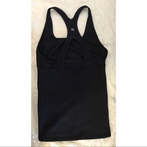 Black LuluLemon workout tank with built in bra