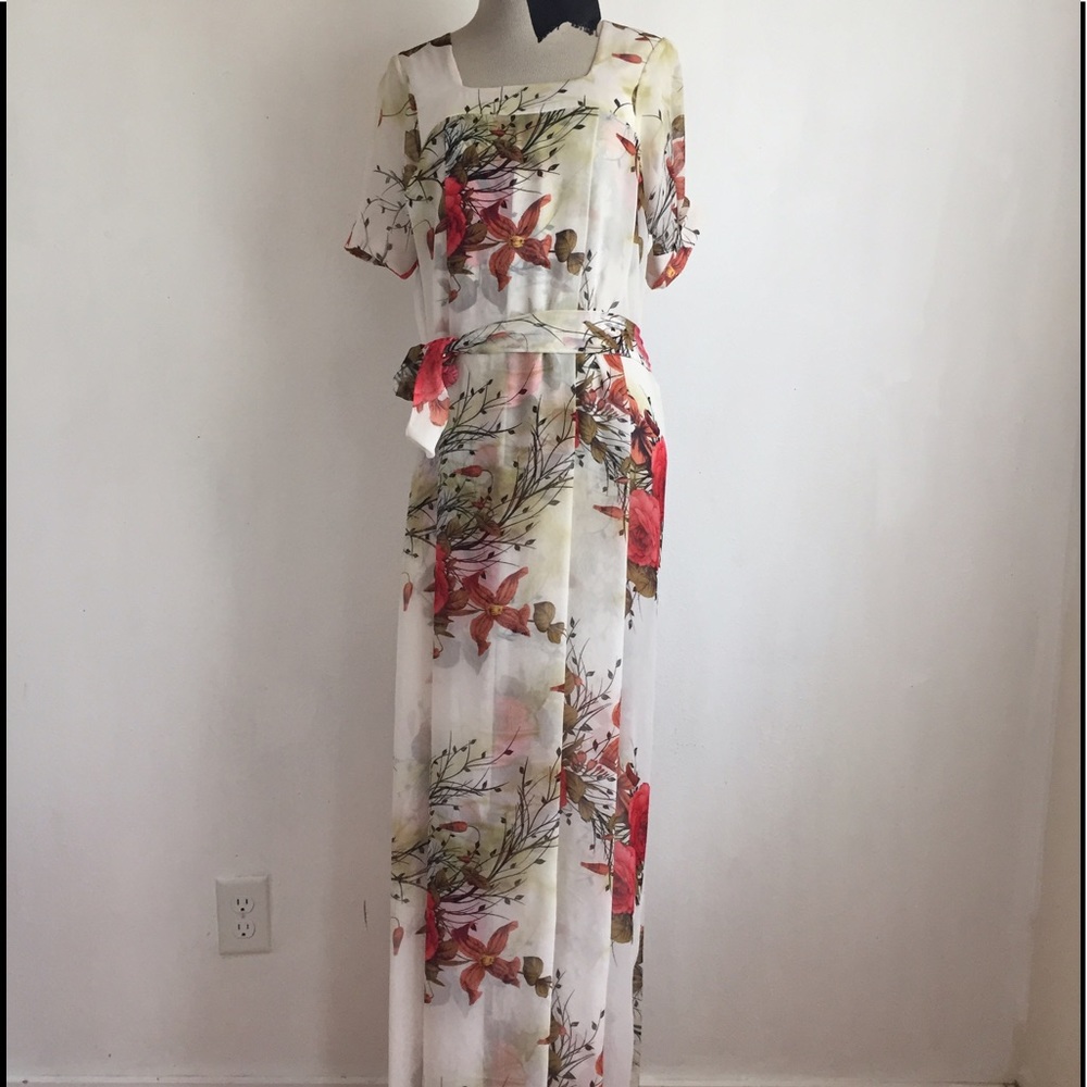 Sartorial sheer roses dress