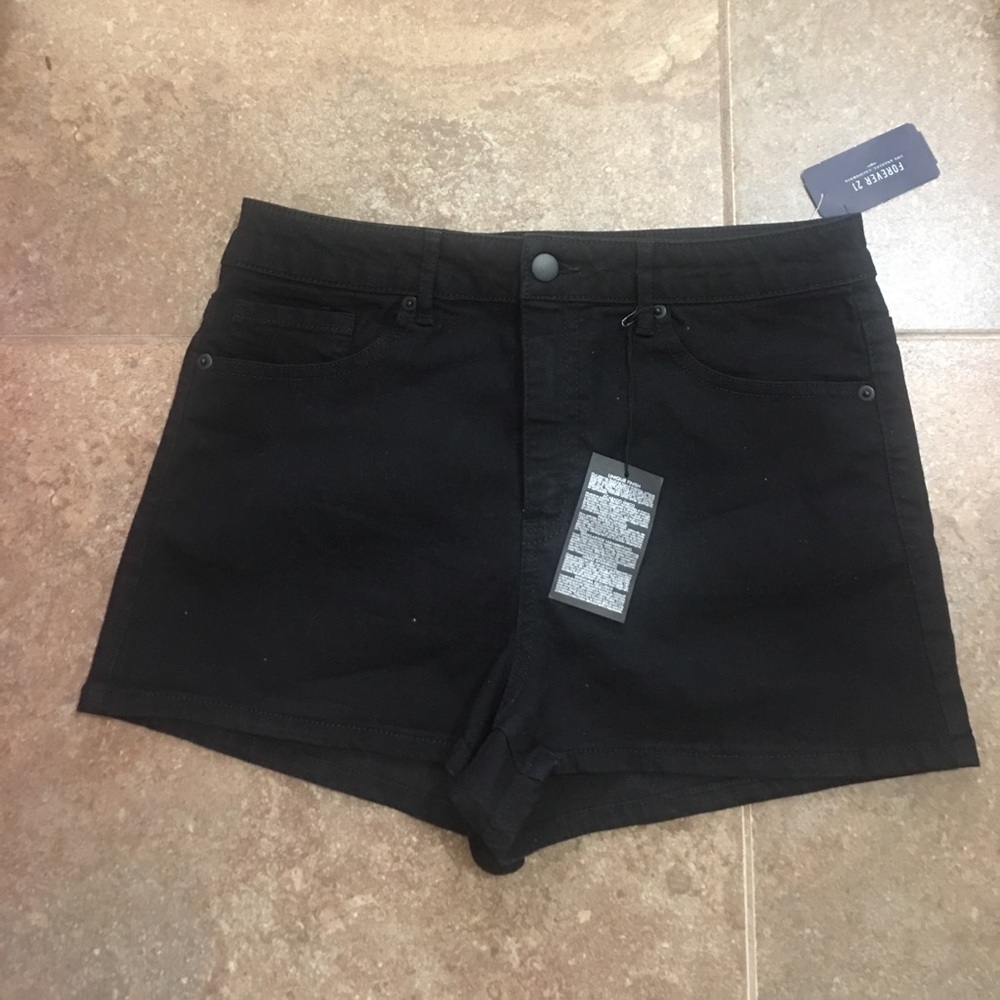 Black denim shorts