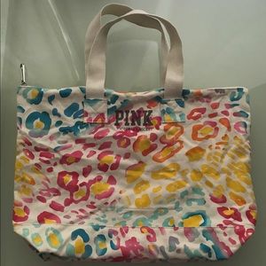 VS PINK multicolor leopard canvas tote