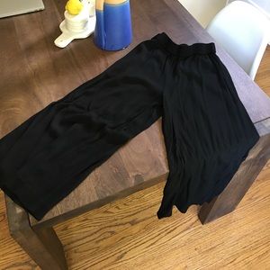 Madewell Flowy Wide Leg Crop Black Pants SM