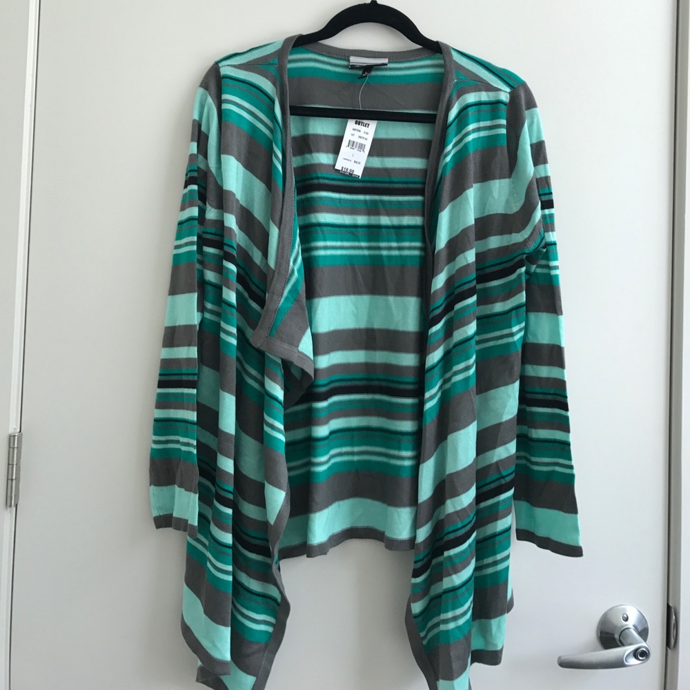 Allison Brittney Green striped cardigan sweater