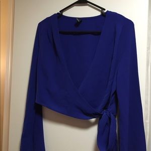 Royal blue long sleeve crop top