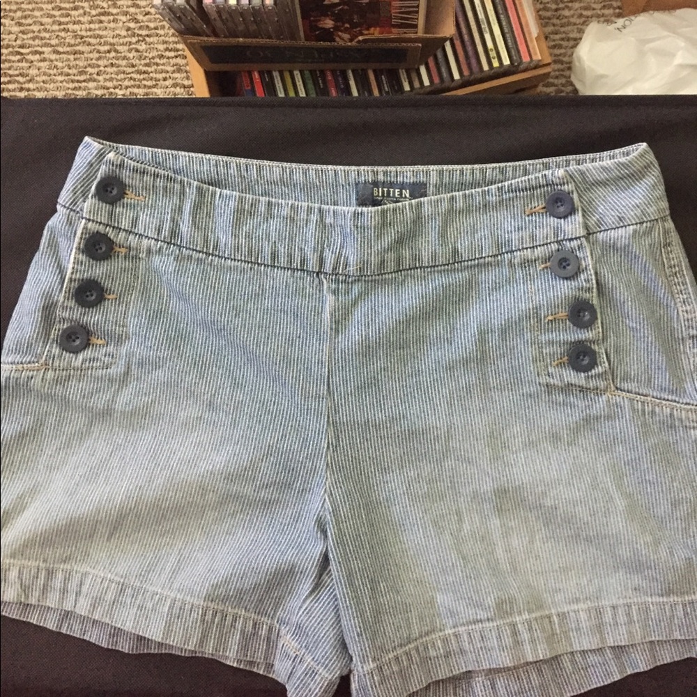 High waisted pinstripe shorts