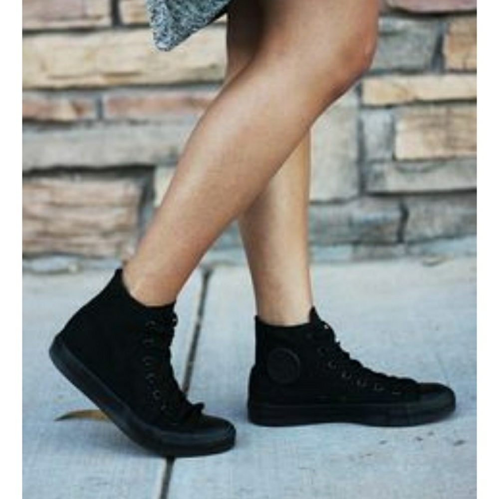 All black high top converse