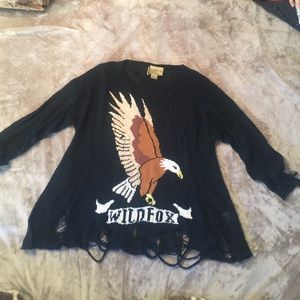 Wildfox eagle distressed sweater
