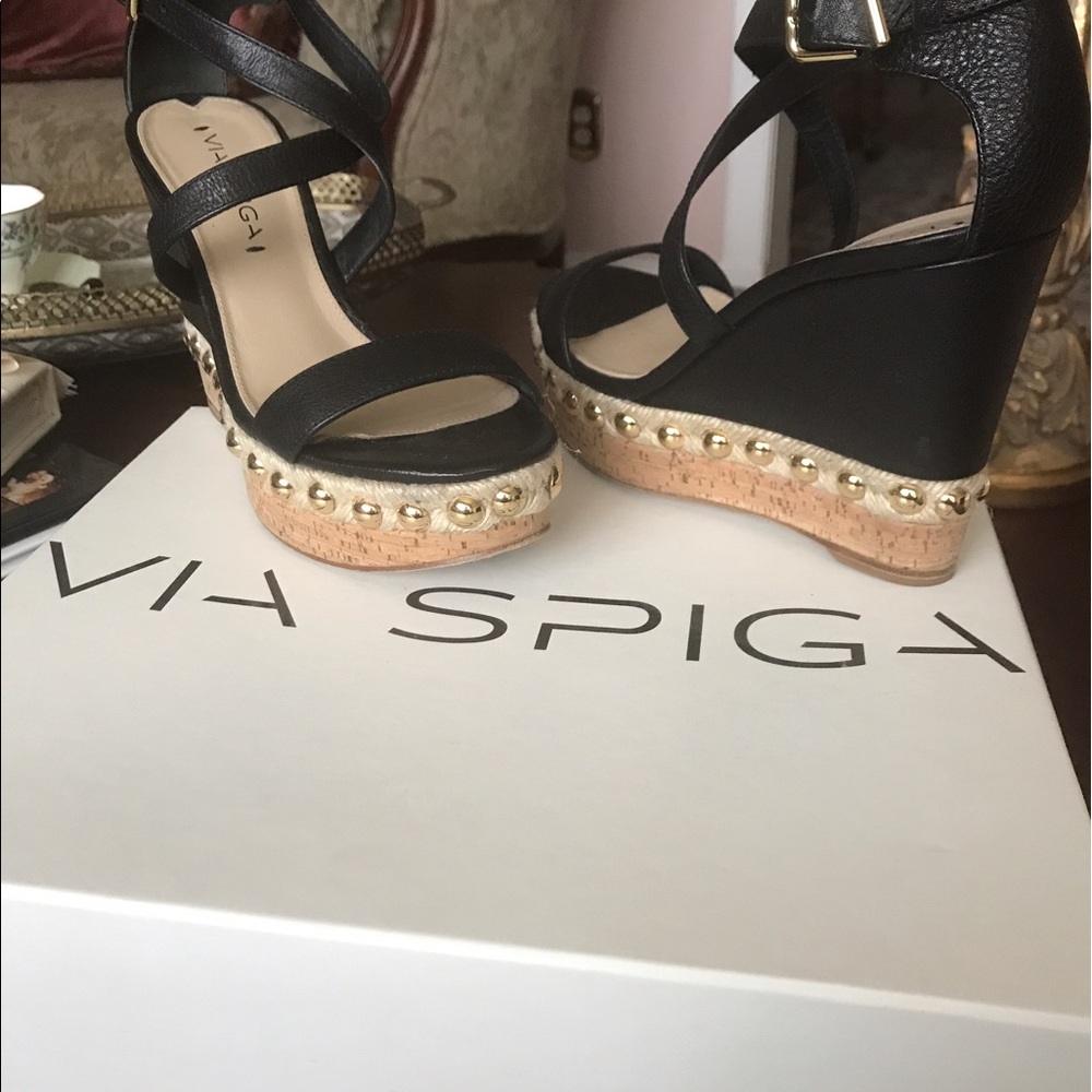 Via Spiga Black Platform Sandals