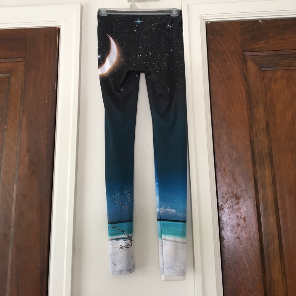 Moon, stars, and beach printed yoga leggings