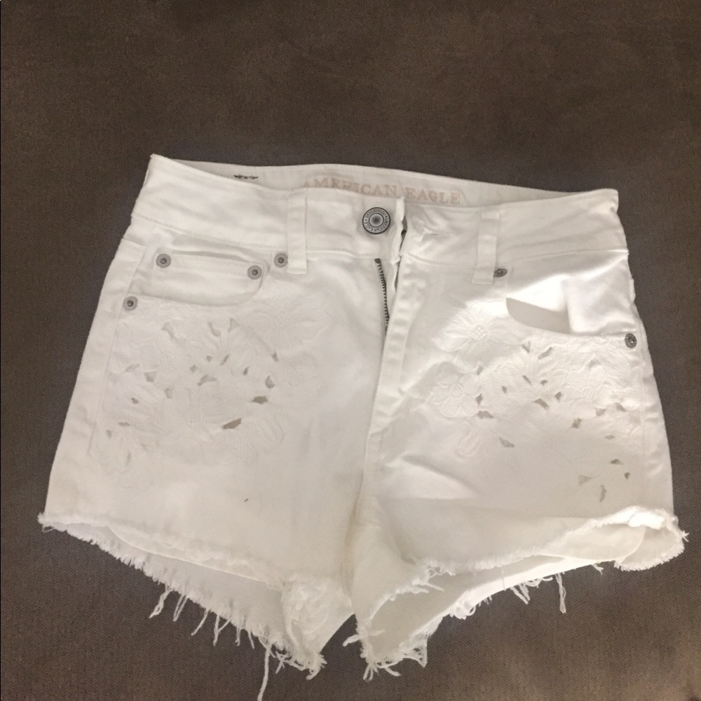 American eagle white denim shorts