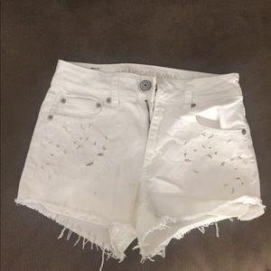 American eagle white denim shorts