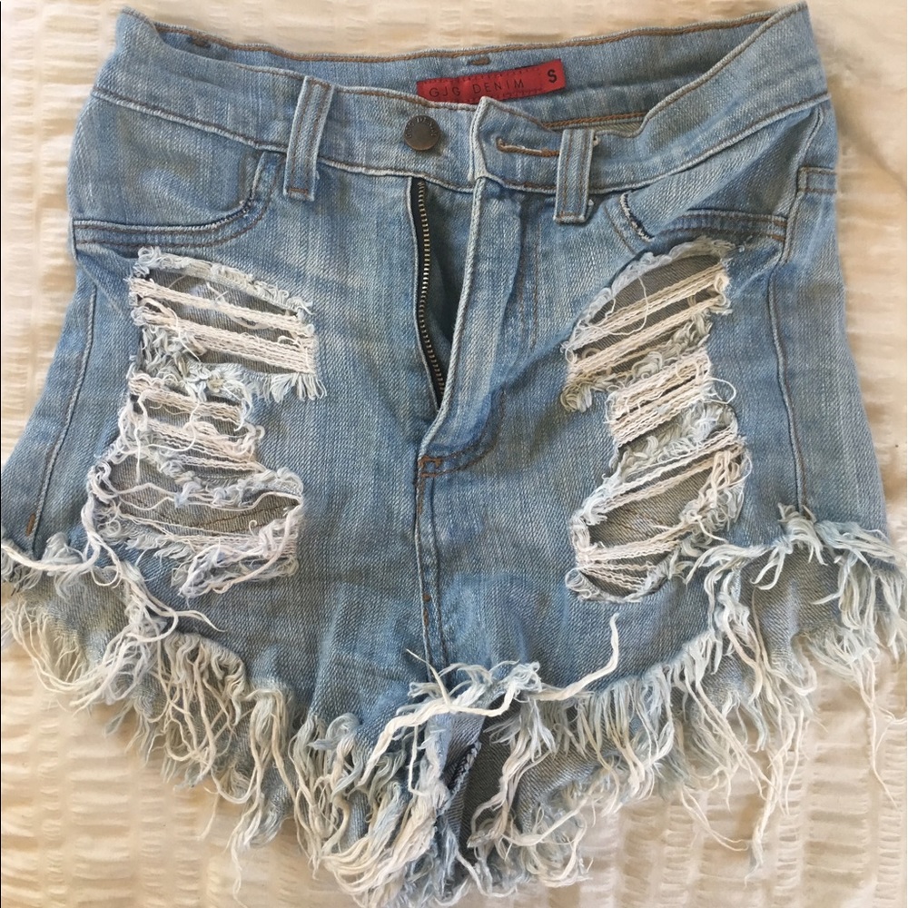 GJG Denim ABY High Rise Shorts- Light Blue