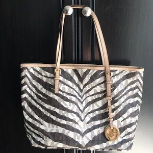 Michael Kors jet set Zebra travel tote