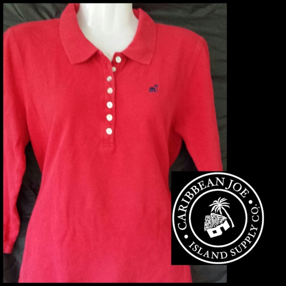 Caribbean Joe Three Quarter Sleeve Polo Shirt - Picture 1 of 4