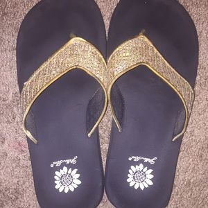 Yellow Box flip flops