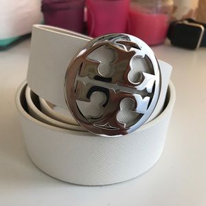 Tory Burch white leather belt