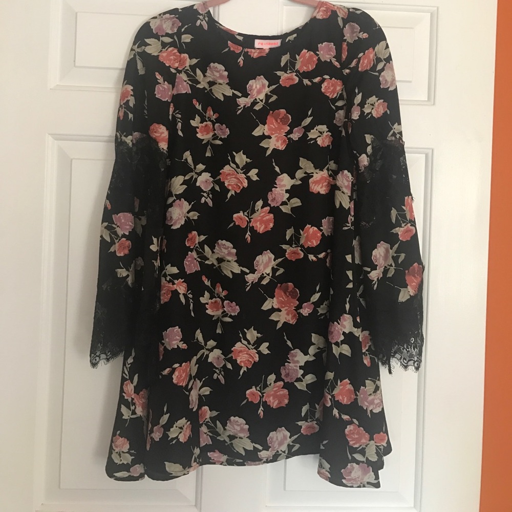 Nordstrom Floral and lace A-Line/Bell Sleeve Dress