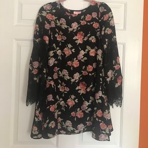 Nordstrom Floral and lace A-Line/Bell Sleeve Dress