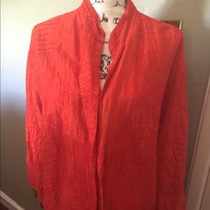 100% silk bright orange Chico's jacket.