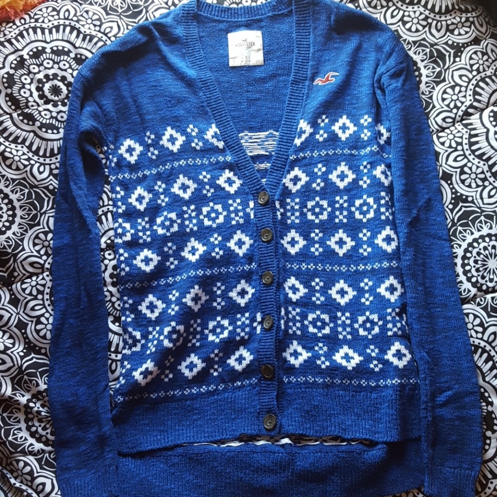 HOLLISTER - Blue and White Cardigan
