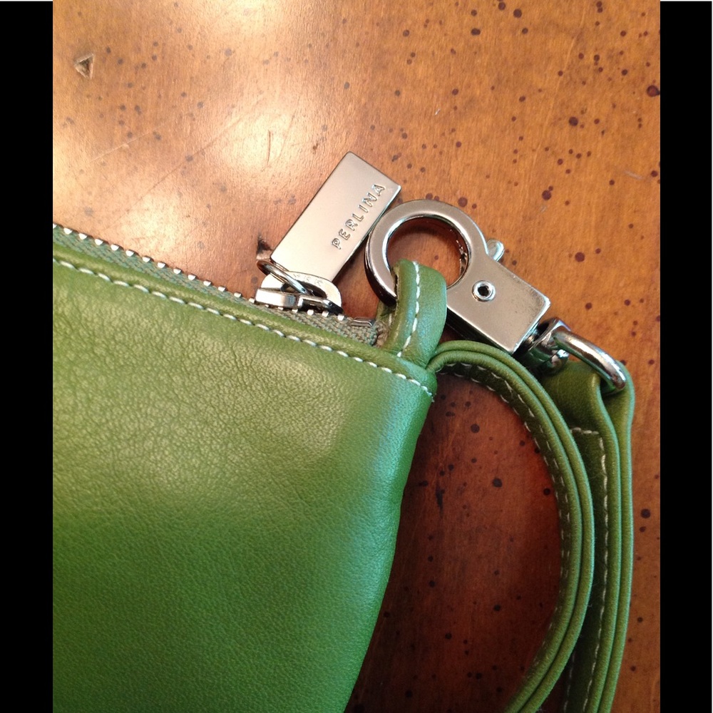 Perlina Leather Moss Green Convertible Wristlet - Picture 3 of 5