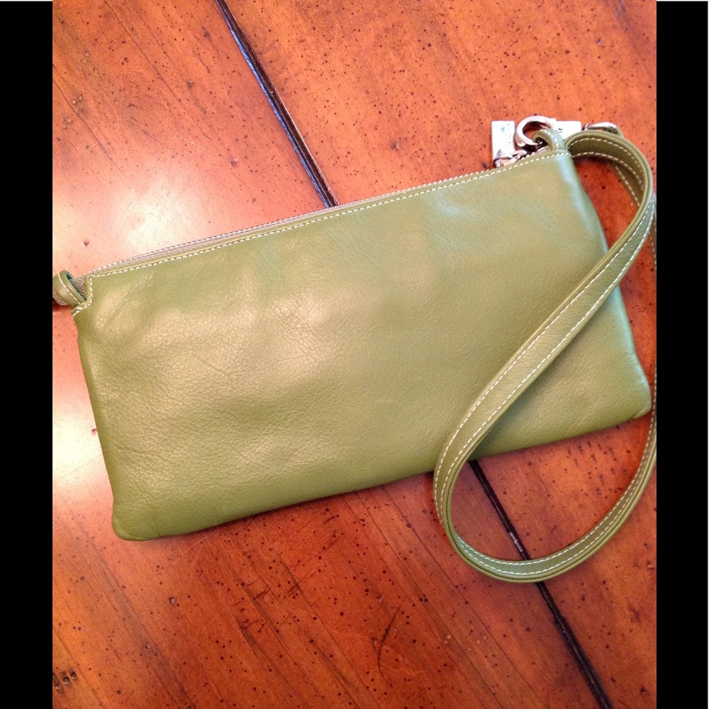 Perlina Leather Moss Green Convertible Wristlet - Picture 4 of 5