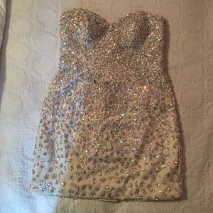 Champagne embellished cocktail dress