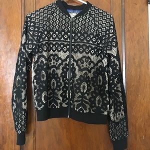 Black and tan lace zipper jacket