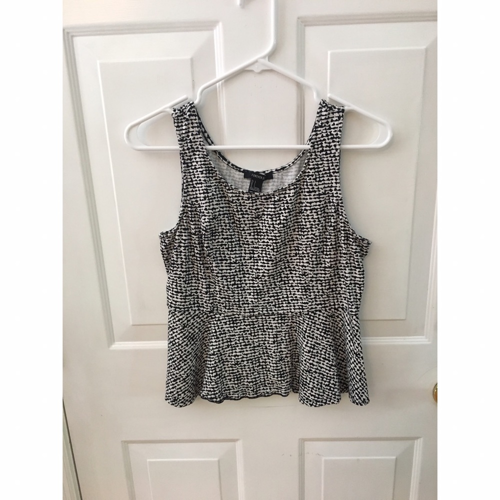 Black and White Speckled Peplum Tank