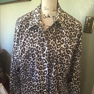Animal print button up shirt from Chico's.