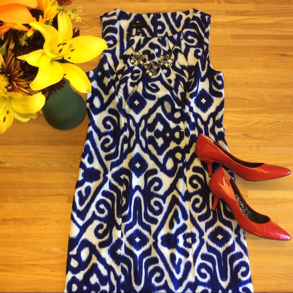 WORN ONCE! Blue and white graphic print dress