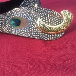 Genuine Peacock Feather Belt Size S