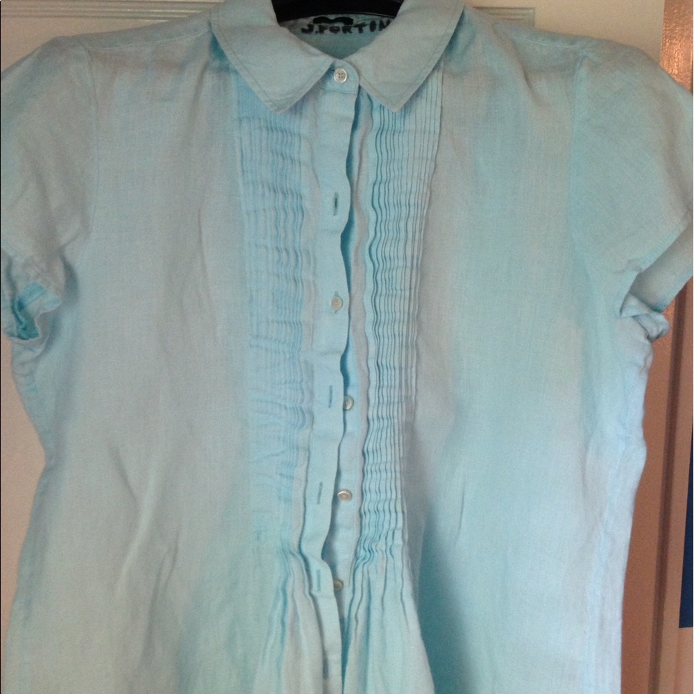 Talbots Large Blue Pin-Tucked Shirt