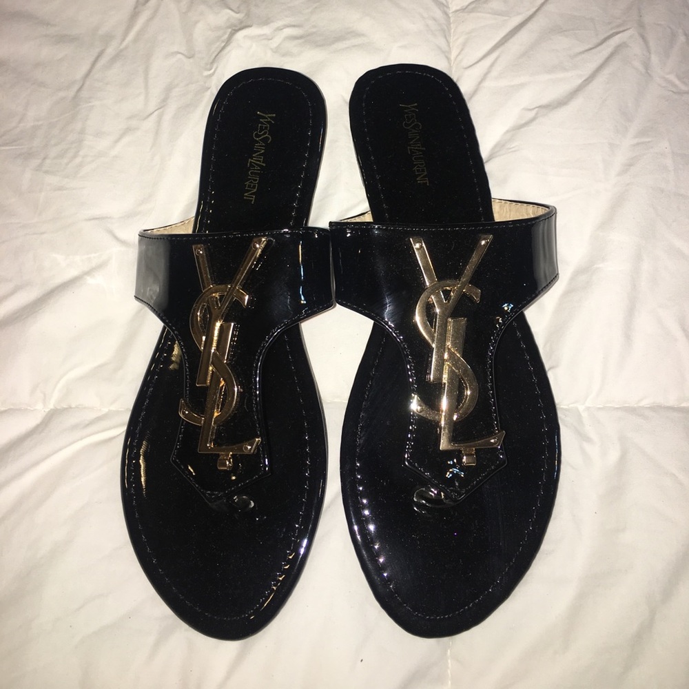 saint laurent black sandals!