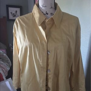 Yellow 3/4 sleeve Chico's button down shirt
