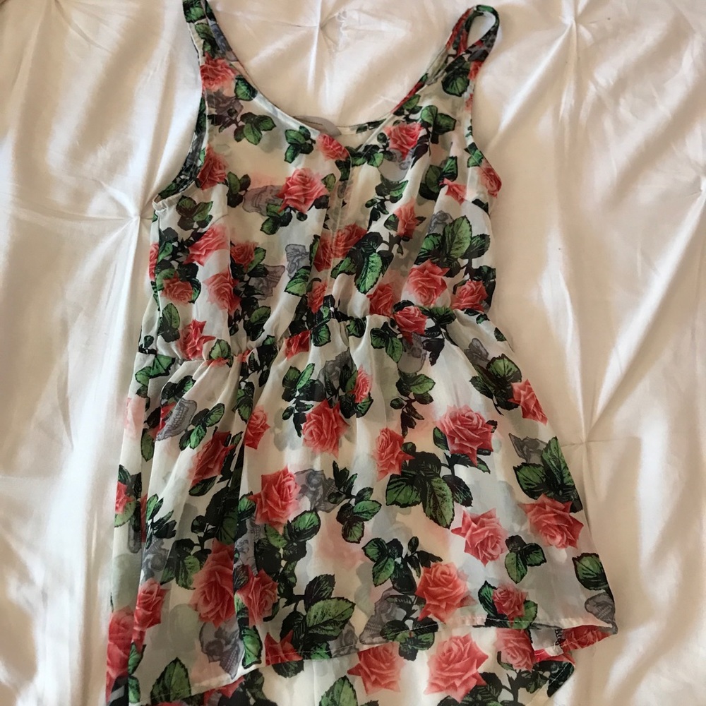 Skull and floral printed top