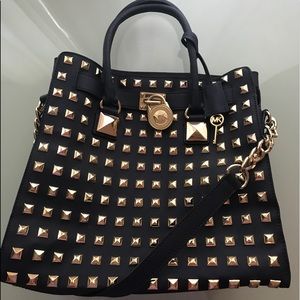 MK Navy Studded Hamilton North South Tote