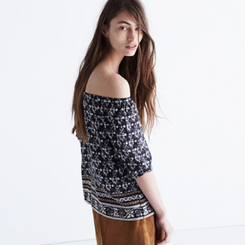 Madewell Silk Off-The-Shoulder Top XXS