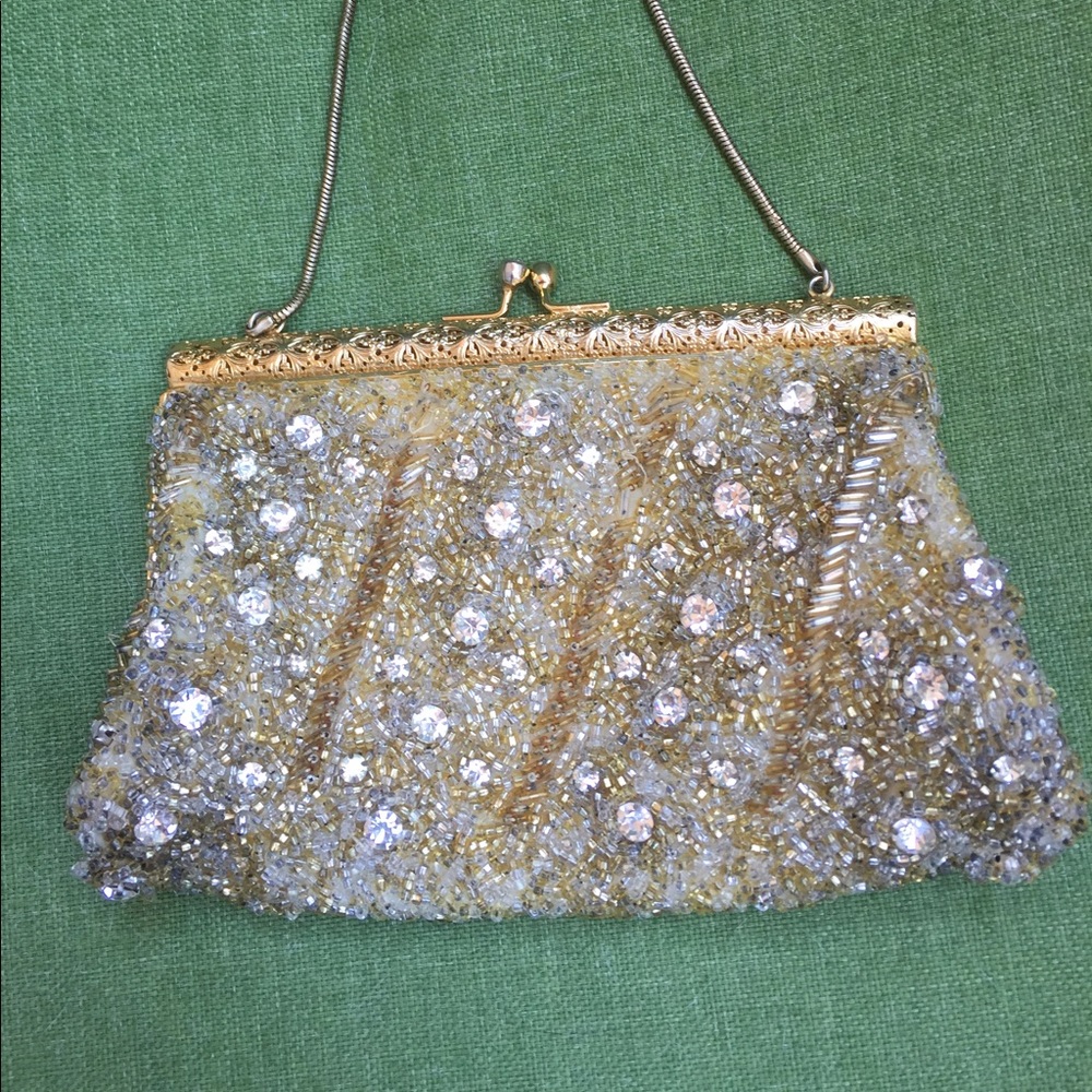 Walborg vintage gold/crystal beaded bag
