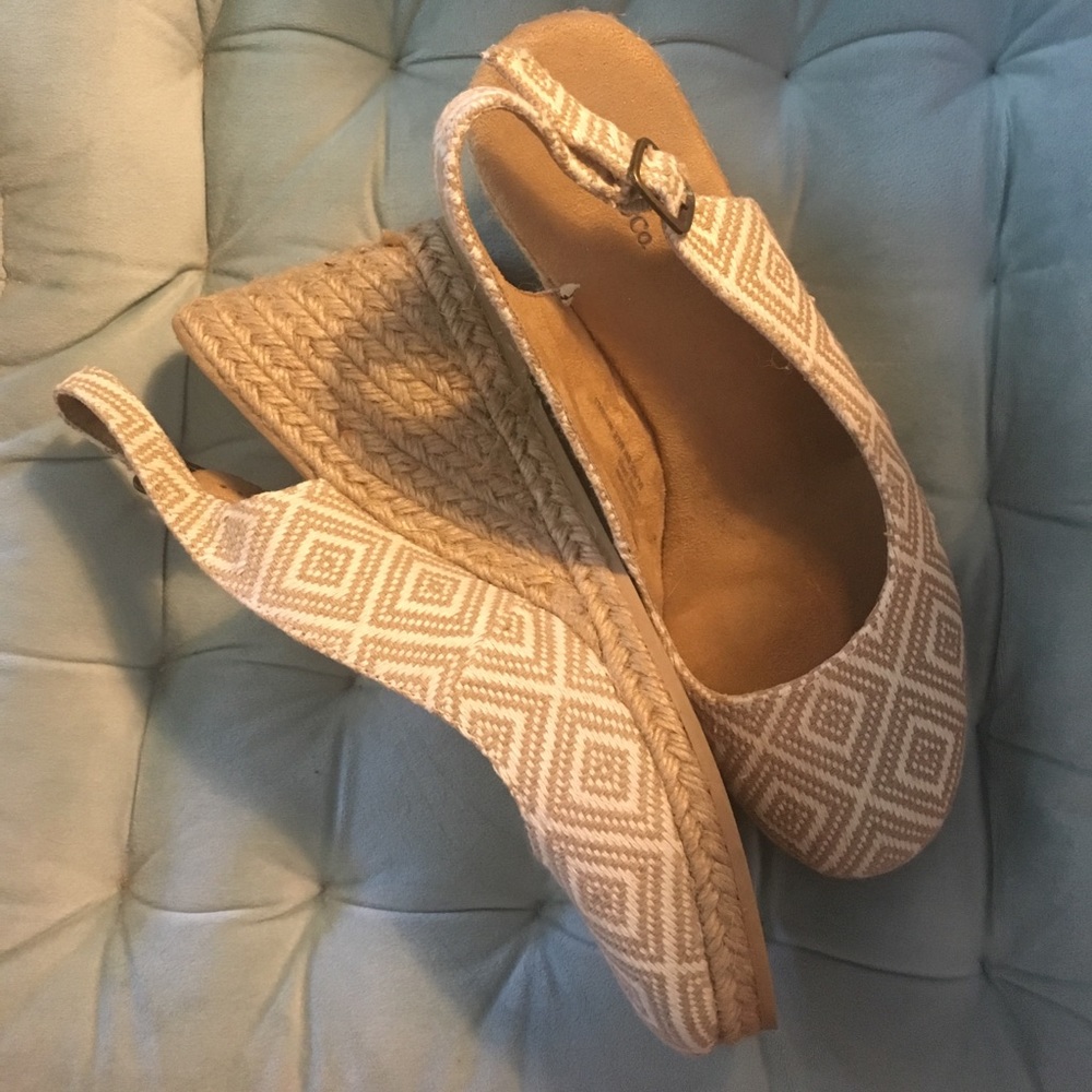 Cream and Tan Espadrilles with a 4” heel height