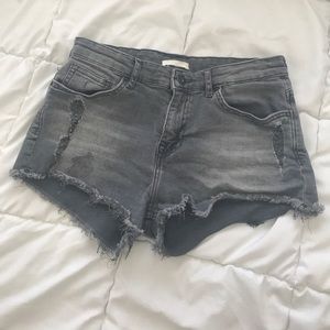 Gray distressed shorts
