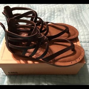 Black strappy sandals worn once