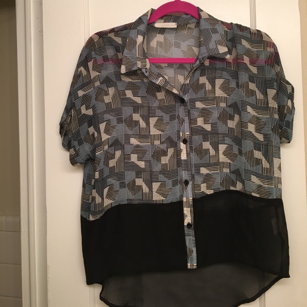 "Vintage" patterned button down blouse