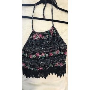 Flower print L.A. Hearts haulter crop top