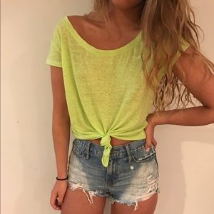 Hollister lime green tie-up top
