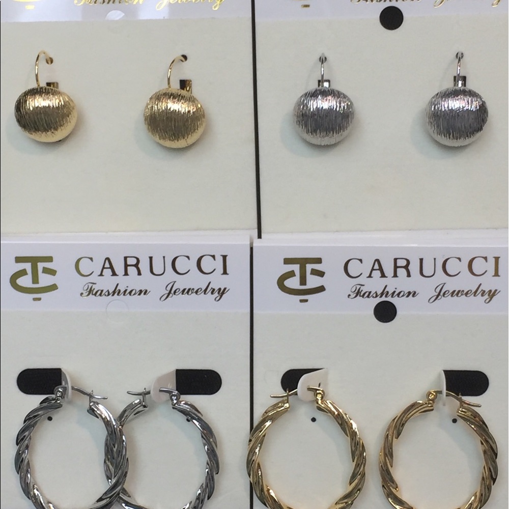 GP/ RH plated plain button & oval hoop ER 4pr/set