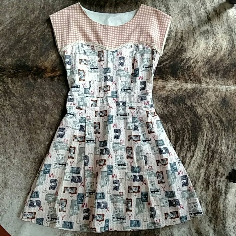 Pink vintage style handmade summer dress